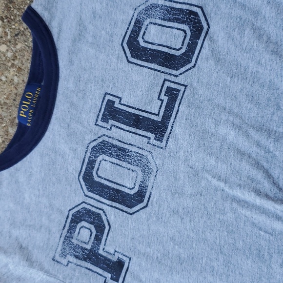 Polo Ralph Lauren Grey Blue Logo T-Shirt Youth S 8 67 Casual Tee - Picture 2 of 5